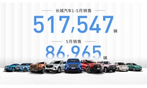 五大品牌纵深布局 长城汽车1-5月销售新车517,547辆